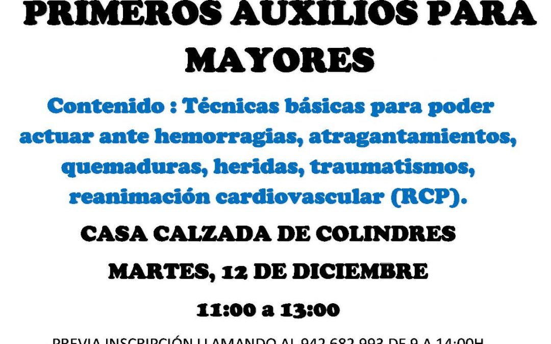 CHARLA BÁSICA DE PRIMEROS AUXILIOS PARA MAYORES