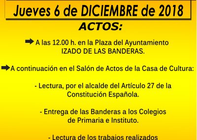 XL ANIVERSARIO DE LA CONSTITUCIÓN ESPAÑOLA – Jueves 6 de Diciembre de 2018