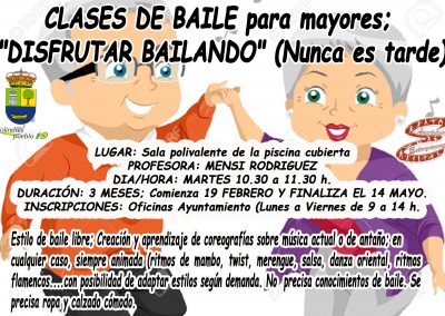 El Ayuntamiento traslada el Taller de Baile para mayores a la sala polivalente de la piscina cubierta