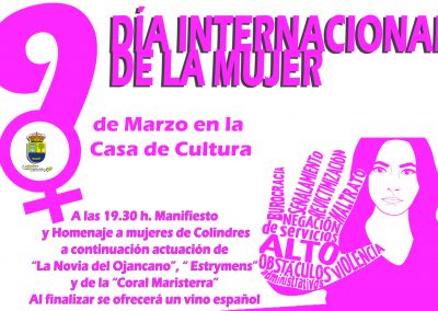 MAÑANA 9 DE MARZO EN EL SALÓN DE ACTOS DE LA CASA DE CULTURA – a partir de las 19.30 h.