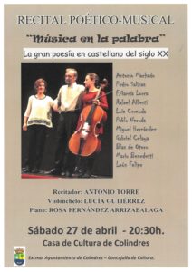 RECITAL POÉTICO MUSICAL "MÚSICA EN LA PALABRA" @ Salón de Actos, Casa de Cultura Colindres