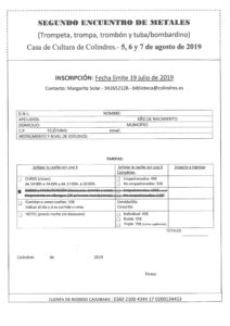 Inscripciones curso musica verano
