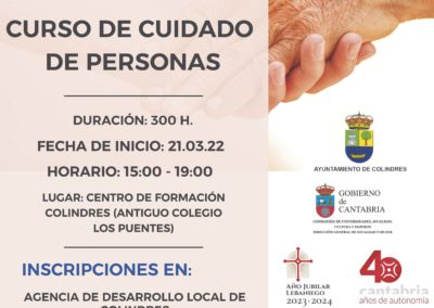 COLINDRES OFERTA UN CURSO DE CUIDADO DE PERSONAS DENTRO DEL PLAN CORRESPONSABLES