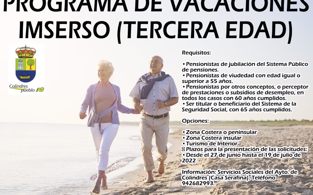 BANDO – PROGRAMA DE VACACIONES-IMSERSO (TERCERA EDAD)