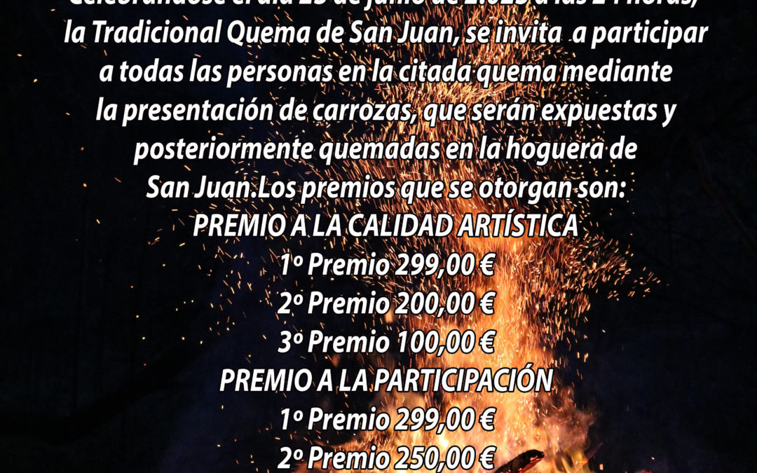 ANUNCIO: TRADICIONAL QUEMA DE SAN JUAN 2023