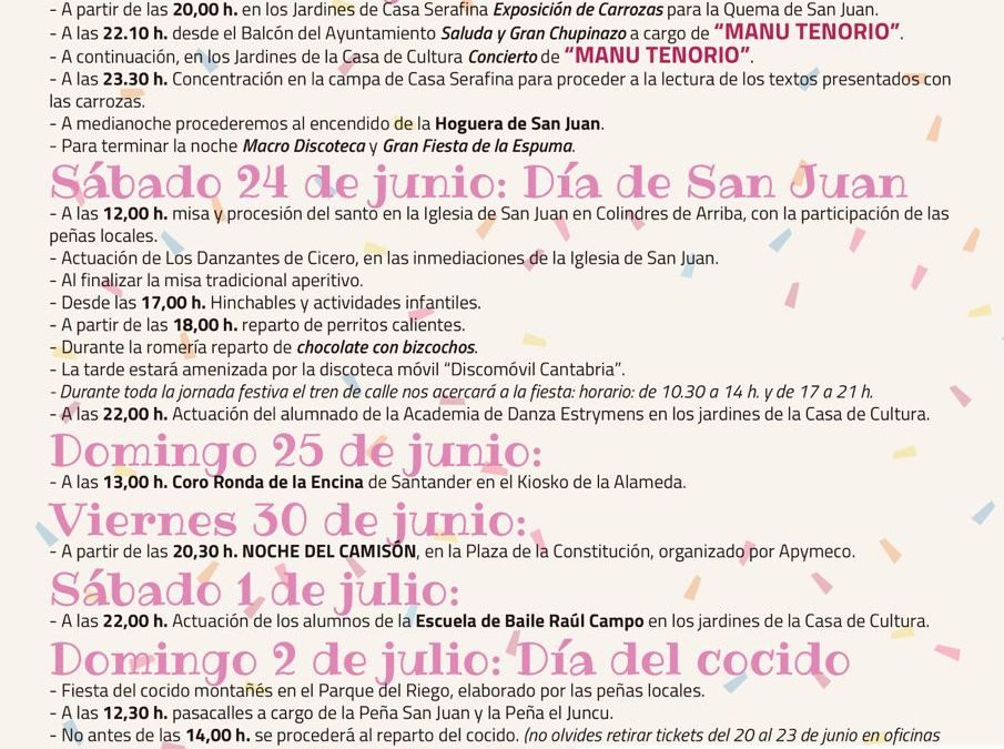 COLINDRES CELEBRA SAN JUAN CON LA ACTUACIÓN DE MANU TENORIO