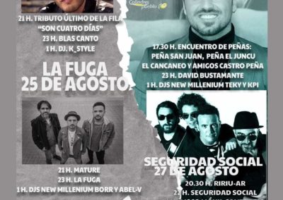 BUSTAMANTE, BLAS CANTÓ, LA FUGA Y SEGURIDAD SOCIAL ACTUARÁN EN LAS FIESTAS DE SAN GINÉS