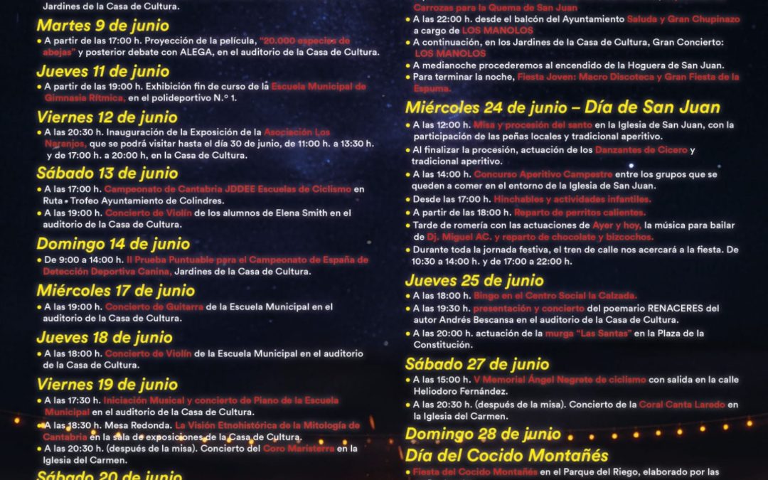 COLINDRES CELEBRA SAN JUAN CON EL CONCIERTO DE LOS MANOLOS Y UN AMPLIO PROGRAMA DE ACTIVIDADES PARA TODOS LOS PÚBLICOS