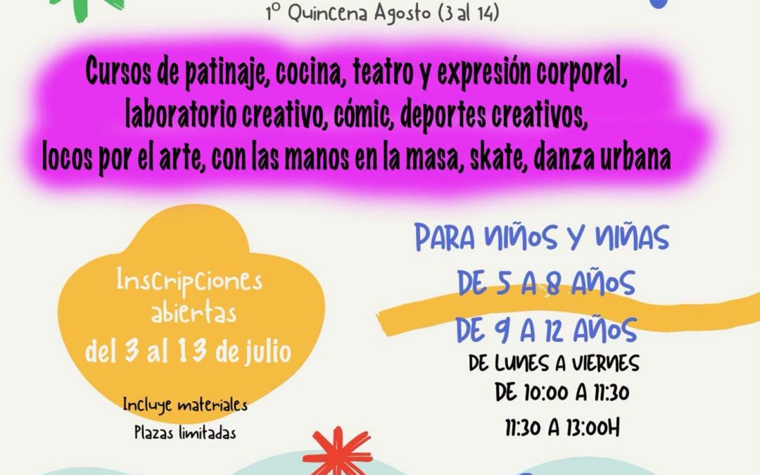 Abierto el plazo de inscripción para los Cursos de Verano dirigidos a niños y niñas de 5 a 12 años en Colindres